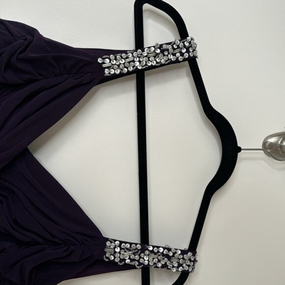 Dressbarn Collection Women Purple Sequin Flowy Cocktail Party Dress Plus Size 16 - Picture 6 of 16